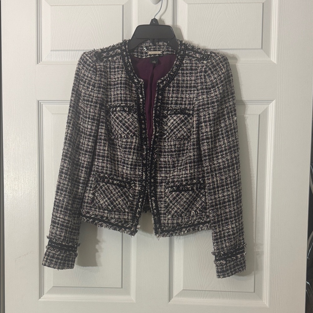 White House Black Market Black and White Tweed Blazer